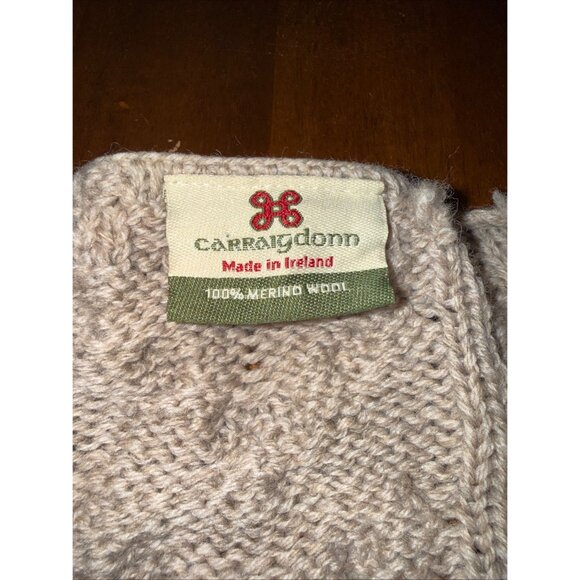 Handmade Irish Cable Knit Wool Cardigan Sweater With Button Front  Large  Beige - Picture 9 of 11